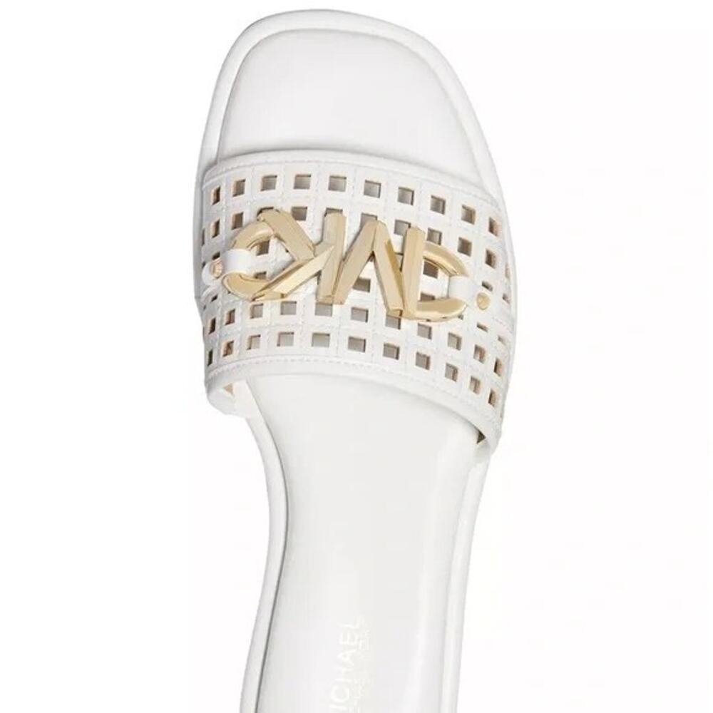 Michael Kors Women's Hayworth Slide Flat Sa Luggage, White Size 5.5M - Picture 3 of 4